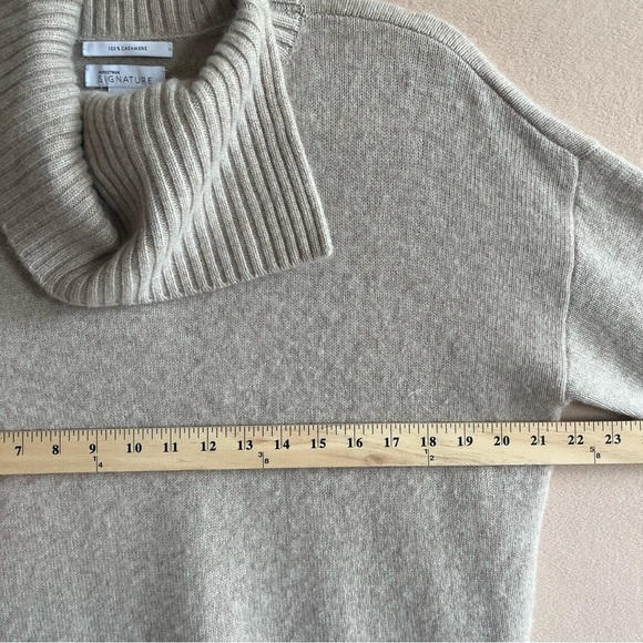 Nordstrom Signature 100% Cashmere Pullover Cowl Neck Oversized Beige Size S - Picture 13 of 14